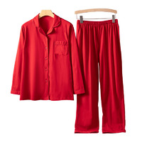 M.D.P. 新年本命年大红纯棉细腻有光泽舒适丝棉女士睡衣