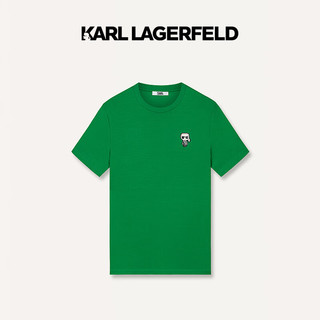 Karl Lagerfeld卡尔拉格斐轻奢老佛爷男装 24夏款KARL经典钉珠休闲短袖T恤 绿色 46