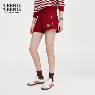Teenie Weenie【UPF50+】小熊短裤女2024夏季防晒防紫外线运动宽松休闲裤女 红色 170/L