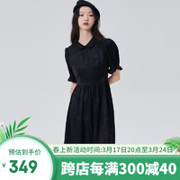 艾莱依（ERAL）斜门襟连衣裙春夏款可爱风时尚长裙女新中式百搭简约裙子 炭黑 165/88A