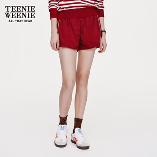 Teenie Weenie【UPF50+】小熊短裤女2024夏季防晒防紫外线运动宽松休闲裤女 红色 170/L