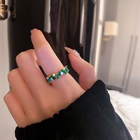 Lily&Lotty 橄榄绿戒指女小众设计高级感食指戒指轻奢时尚个性冷淡风尾戒指环