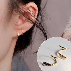 静风格 耳环耳钉女气质高级感简约时尚彩金螺旋形银耳饰饰品配饰
