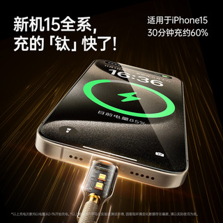 ROMOSS 罗马仕 适用苹果15充电线iPhone15promax充电器线usbc双typec车载数据线iPad双头快充CtoC平板手机笔记本