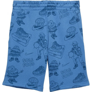 耐克（NIKE）男童 NSW 俱乐部鞋底短裤（小童/大童）夏季跑步运动短裤五分裤 Large Stone Blue/White