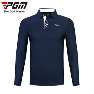 PGM 高尔夫服装 春秋男士长袖T恤 比赛同款球服 速干衣服 YF095-藏青色 XL