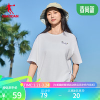 乔丹QIAODANt恤女短袖2024夏季透气运动休闲T恤女半袖体恤 乔丹白 180/2XL