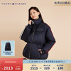 TOMMY HILFIGER 女装时尚活力撞色织带鸭绒保暖立领合身短面包羽绒服40093 藏青色DW5 L