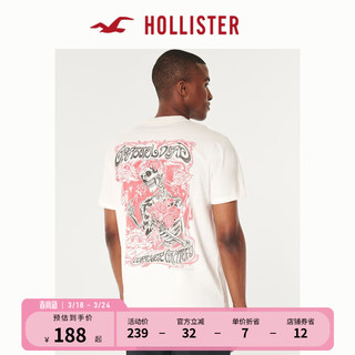 HOLLISTER24春夏美式宽松棉质短袖T恤 男女装 356895-1 白色 L (180/108A)