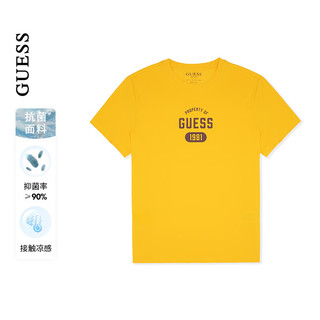 GUESS 盖尔斯 24年春季男士美式百搭纯色数字字母短袖T恤-M4PI82K2Q40 S20P-金色 XS