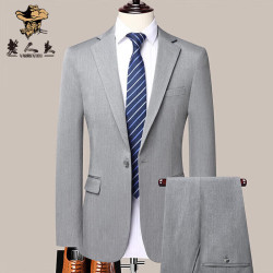 老人头laorentou两件套西服套装男士修身正装西装伴郎服新郎商务结婚