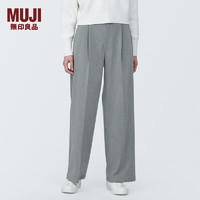 无印良品（MUJI）女式 不易起皱 抽褶直筒裤 裤子女款春季早春 宽松 BE1QSC4S 灰色 XL(165/74A)