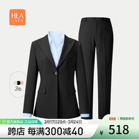 HLA海澜之家西服套装女24新春秋新一粒扣气质西装套装女HTXAW3W301A 黑色Y4 155/80A S85-100斤