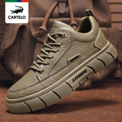 cartelo卡帝乐鳄鱼线下专柜同款新款时尚厚底高帮马丁靴子休闲鞋板鞋
