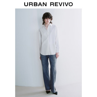 UR2024夏季女装时髦设计感后背系带长袖开襟衬衫UWG240037 本白 XL