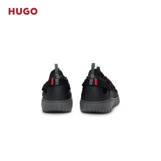 HUGO男士2024夏季针织鞋面易穿脱袜式休闲运动鞋 005-黑色 EU:39
