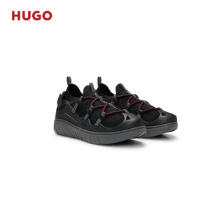 HUGO男士2024夏季针织鞋面易穿脱袜式休闲运动鞋 005-黑色 EU:39