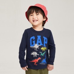 Gap 盖璞 男幼童秋LOGO印花运动长袖T恤798952儿童装休闲上衣