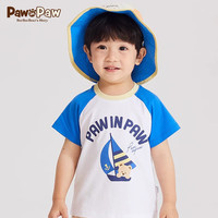 PawinPaw卡通小熊童装2024年夏季男女宝撞色短袖T恤 Blue蓝色/50 090