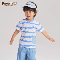 Paw in Paw PawinPaw卡通小熊童装24年夏男宝宝波浪印花短袖T恤 Blue蓝色/50 090