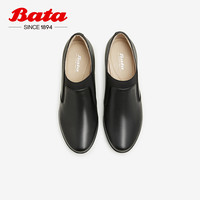 Bata 拔佳 复古踝靴女2024春商场新款羊皮粗跟通勤优雅高跟单鞋AQ730AM4