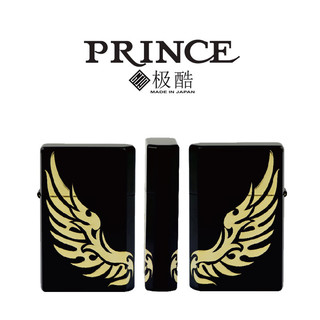 PRINCE日本王子煤油打火机防风续航银翅膀天使之翼GT 银黑天使翅膀 礼盒装