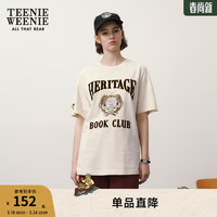 TEENIE WEENIE 小熊夏季学院风圆领短袖宽松印花T恤衫女 象牙白 160/S