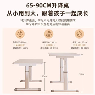 乐造学习桌书桌小家用写字升降桌卧室可升降电脑桌椅套装 桌椅套装 白桌100+学习椅（粉）