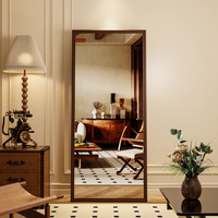 艺世界 ART WORLD欧式全身穿衣镜家用卧室客厅照衣可壁挂轻奢风复古立式落地长镜子 胡桃色40*150摆挂两用