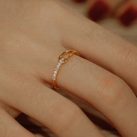 Mck 合金合成锆石戒指 2023年新款可调节开口戒指女轻奢指环手饰