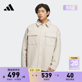 adidas 阿迪达斯 轻运动男装冬季宽松翻领运动外套IP4969 清澈棕/汉玉白 A2XSS