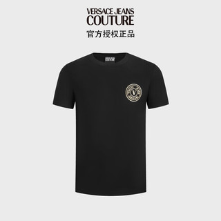 VERSACE 范思哲 Jeans Couture男装24春夏男士V字徽章印花短袖T恤黑色XXL XXL(190/104B) BLACK-G89黑色