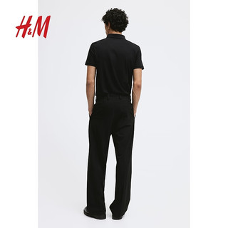 H&M 男装Polo衫2024春季商务简约休闲修身内搭短袖上衣0956343