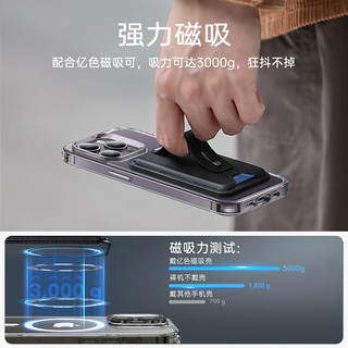 ESR 亿色 适用iPhone苹果12/13/14/15 MagSafe磁吸卡包钱包手机卡包指环扣防丢皮革背贴手机卡套深蓝色