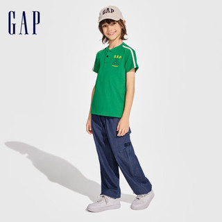 Gap男童2024春季纯棉小熊logo撞色短袖T恤儿童装上衣890473 绿色 140cm(M)亚洲尺码