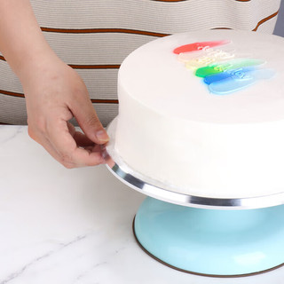 拜杰蛋糕转盘裱花台烘焙工具铝合金蛋糕家用商用工具旋转防滑 10寸裱花台+8寸抹刀