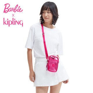 Kipling x 芭比Barbie联名系列2024春季轻便小巧斜挎手机包TALLY 粉色PVC拼接