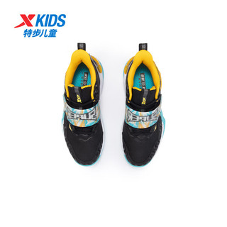 特步（XTEP）儿童春季中大童男童篮球鞋实战小运动鞋男孩球鞋 黑/晴山蓝 40码