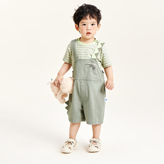 minibala迷你巴拉巴拉男女童夏季柔弹T恤短裤套装柔弹清凉透气套装 土灰绿40930 80cm