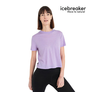 icebreaker100%纯美利奴羊毛女150 Tech Lite轻薄户外登山跑步短袖T恤 0A56Y2-736-紫薄 S