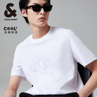 杰克·琼斯（JACK&JONES）夏款情侣宽松凉感潮流美式哥特字母刺绣印花短袖T恤男224201239