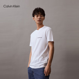Calvin Klein Jeans24春夏男士休闲通勤撞色字母纯棉净色短袖T恤J324671 YAF-月光白 L