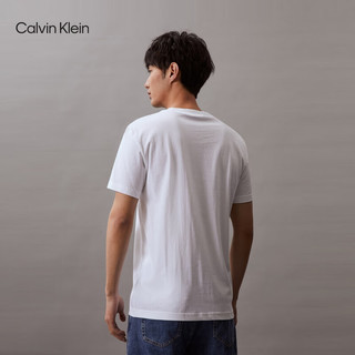 Calvin Klein Jeans24春夏男士休闲通勤撞色字母纯棉净色短袖T恤J324671 YAF-月光白 L