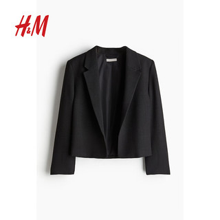 H&M2024春季女装时尚休闲潮流气质袖口开衩休闲西装1217393 黑色 160/88A S