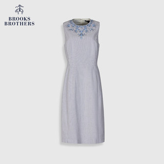 布克兄弟（BrooksBrothers）女士24早春泡泡纱花卉棉无袖连衣裙 4003-深蓝色 0