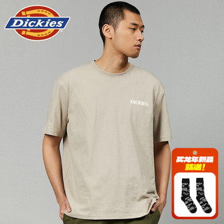 dickies24春夏 男女同款背后印花宽松圆领短袖T恤DK012926 沙色 M