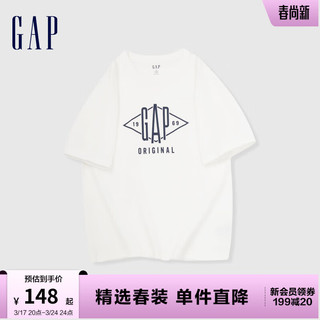Gap 盖璞 男女装夏季2024新款LOGO设计感图案百搭圆领纯棉短袖T恤