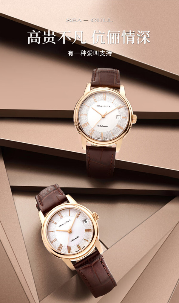 海鸥(seagull)手表女士自动机械表 女表 国民单日历腕表礼盒d519.