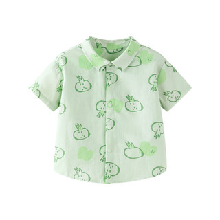 minibala迷你巴拉巴拉男童短袖衬衫夏季宝宝亲肤柔软透气户外儿童上衣 绿色调00344 90cm
