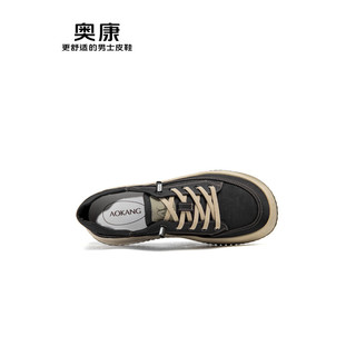奥康（Aokang）男鞋 2024春季男士时尚潮流运动休闲鞋低帮舒适百搭板鞋 黑色 42